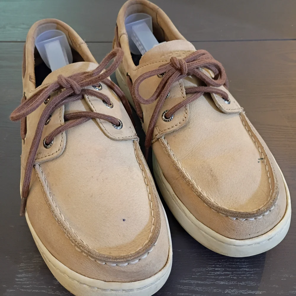 Sperry Men's Beige Suede Boat Shoes 10M Well Broken In. - Picture 4 of 6